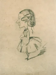 Joven niña de perfil con nariz afilada, c.1858